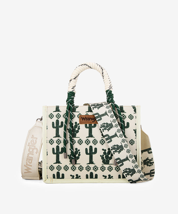 WRANGLER SOUTHWESTERN PRINT ROPE HANDLE TOTE BAG