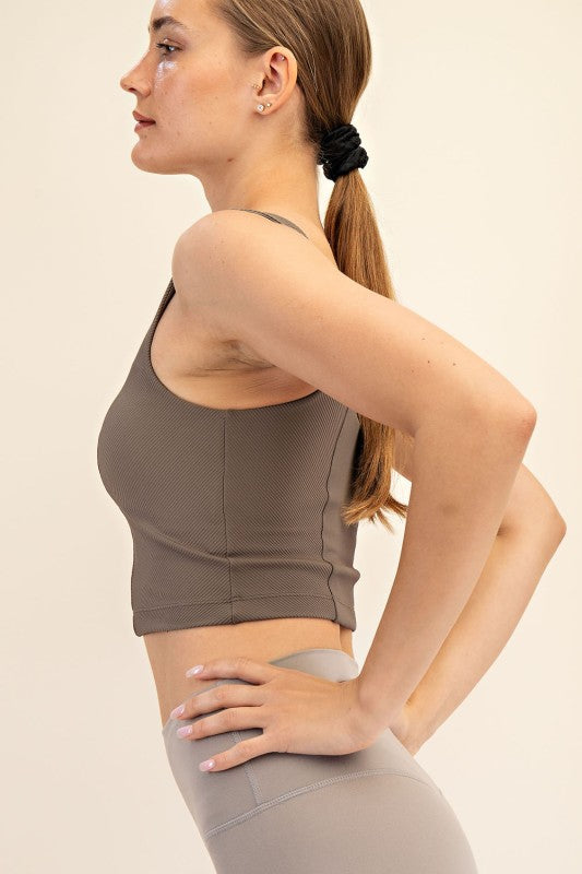 Nylon rib v neck tank
