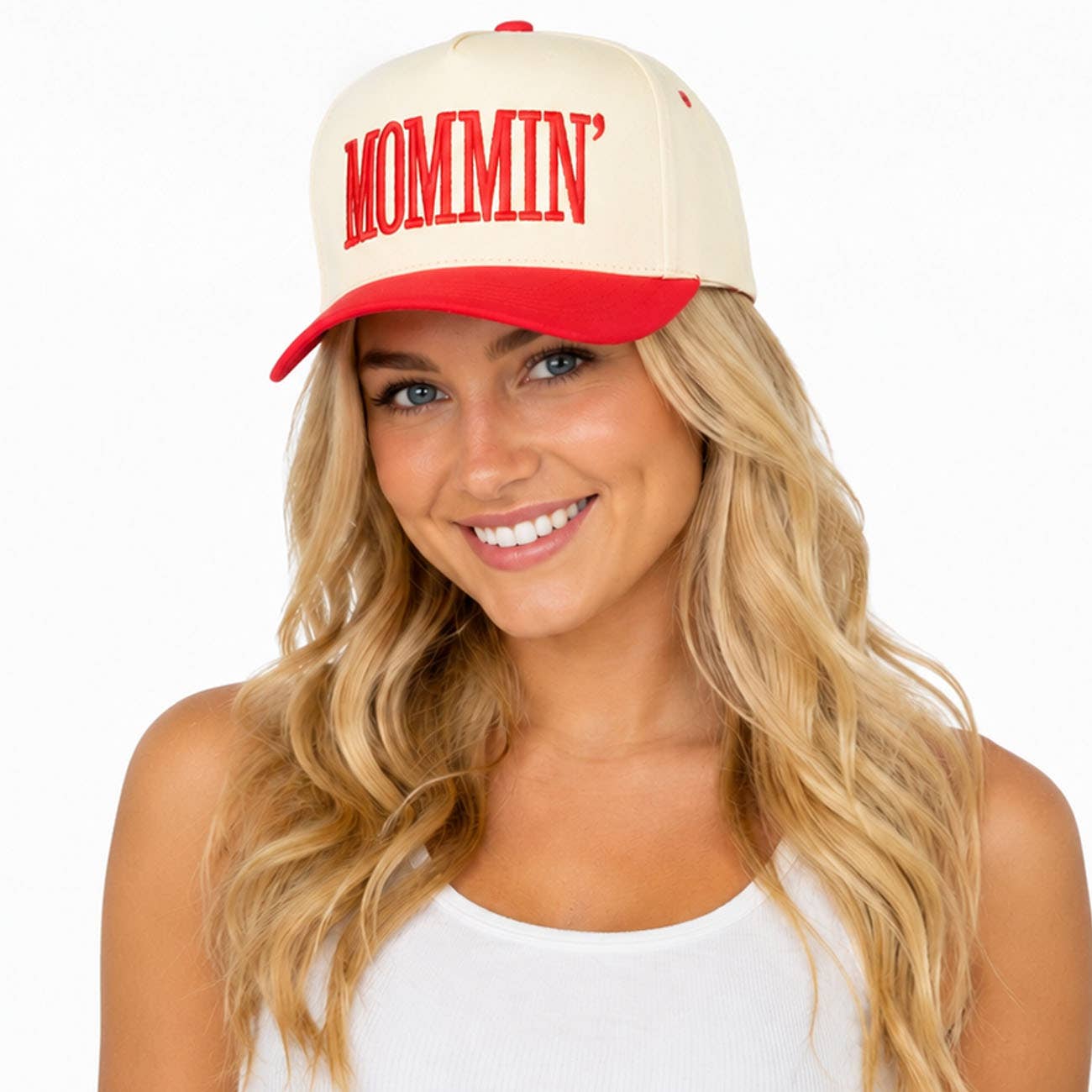 MOMMIN Two Tone Trucker Cap: Red