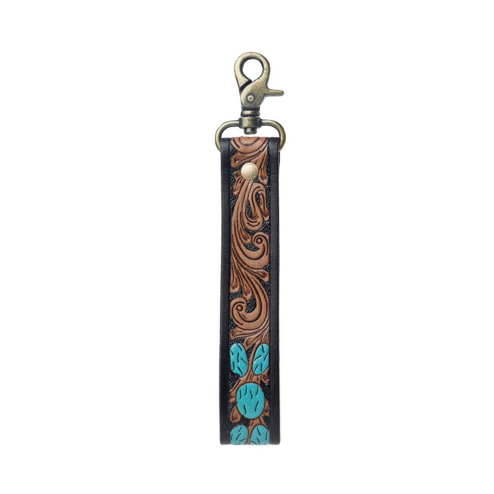 Turquoise Daydreams Key Fob-Black and Brown