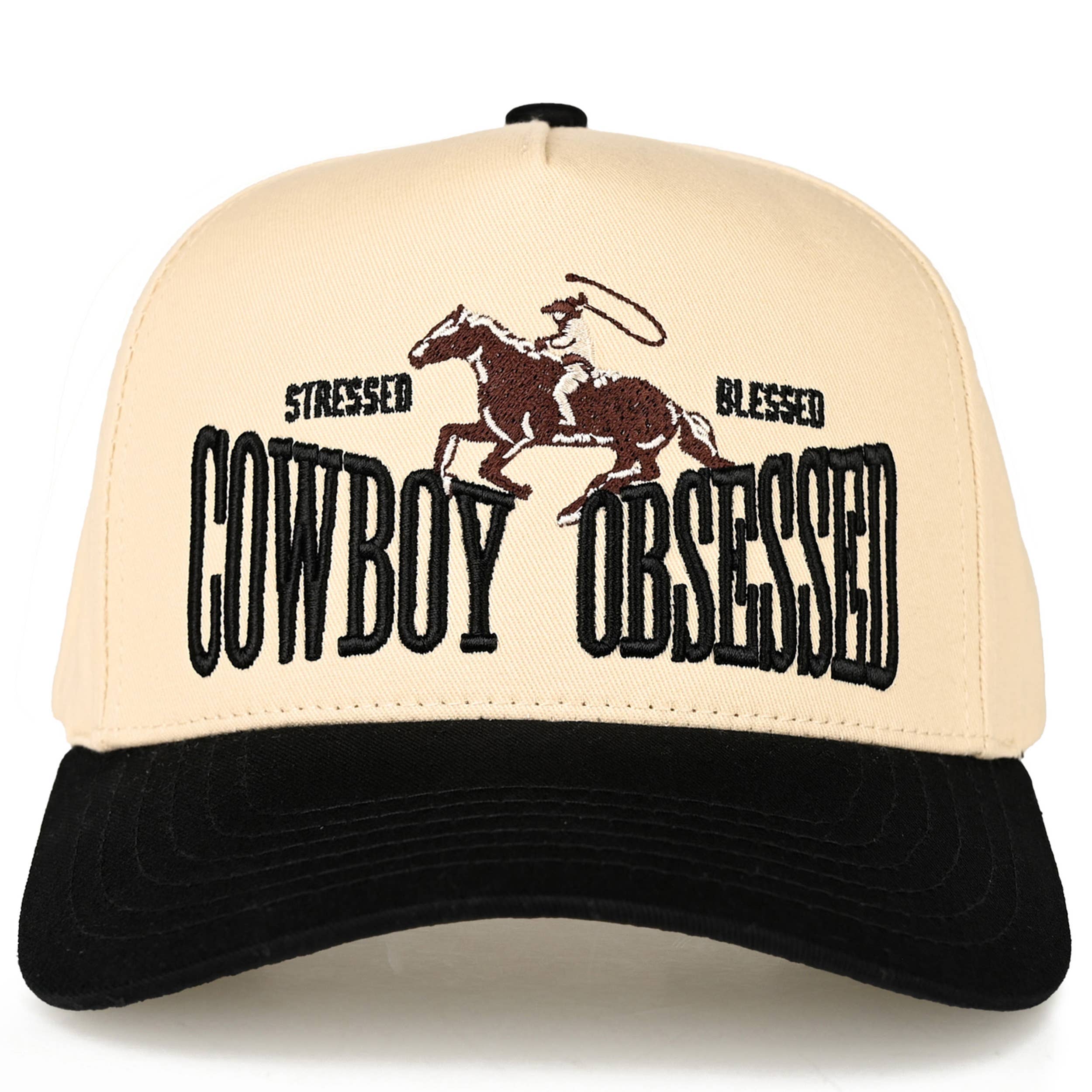 COWBOY OBSESSED Trucker Cap: Black