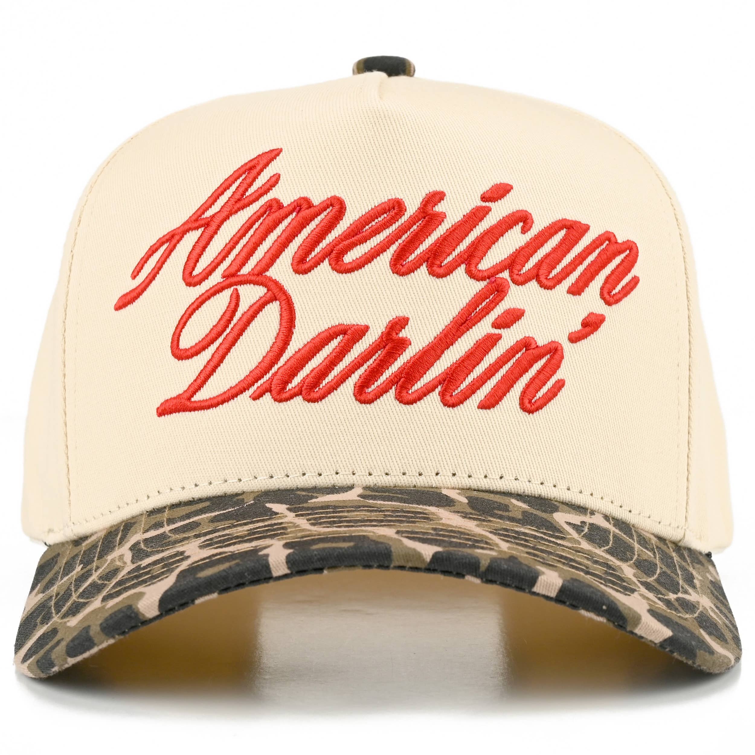 AMERICAN DARLIN' Two Tone Trucker Hat: Red