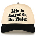 LIFE IS BETTER ON THE WATER Two Tone Trucker Hat: Black