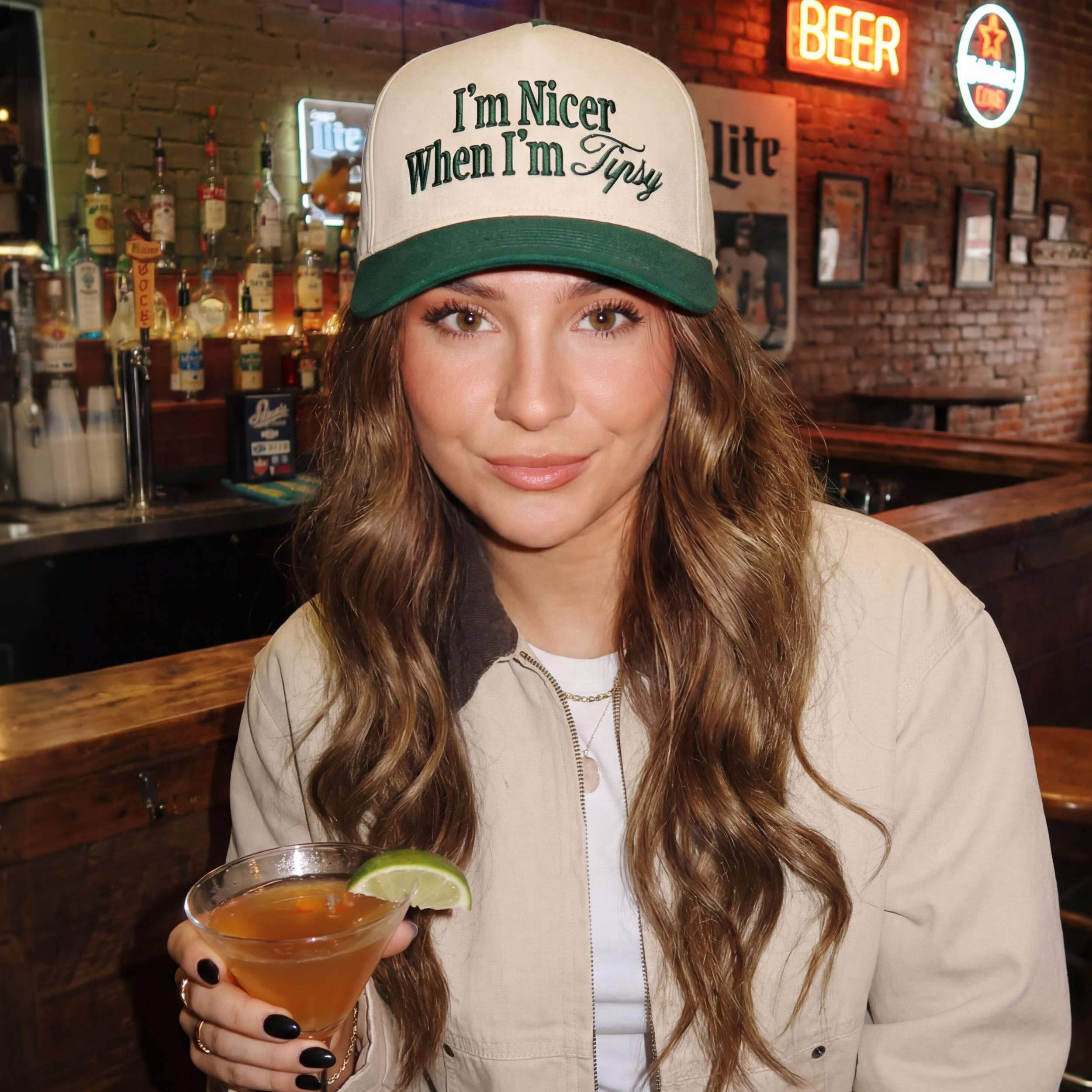 I'M NICER WHEN I AM TIPSY Two Tone Trucker Hat