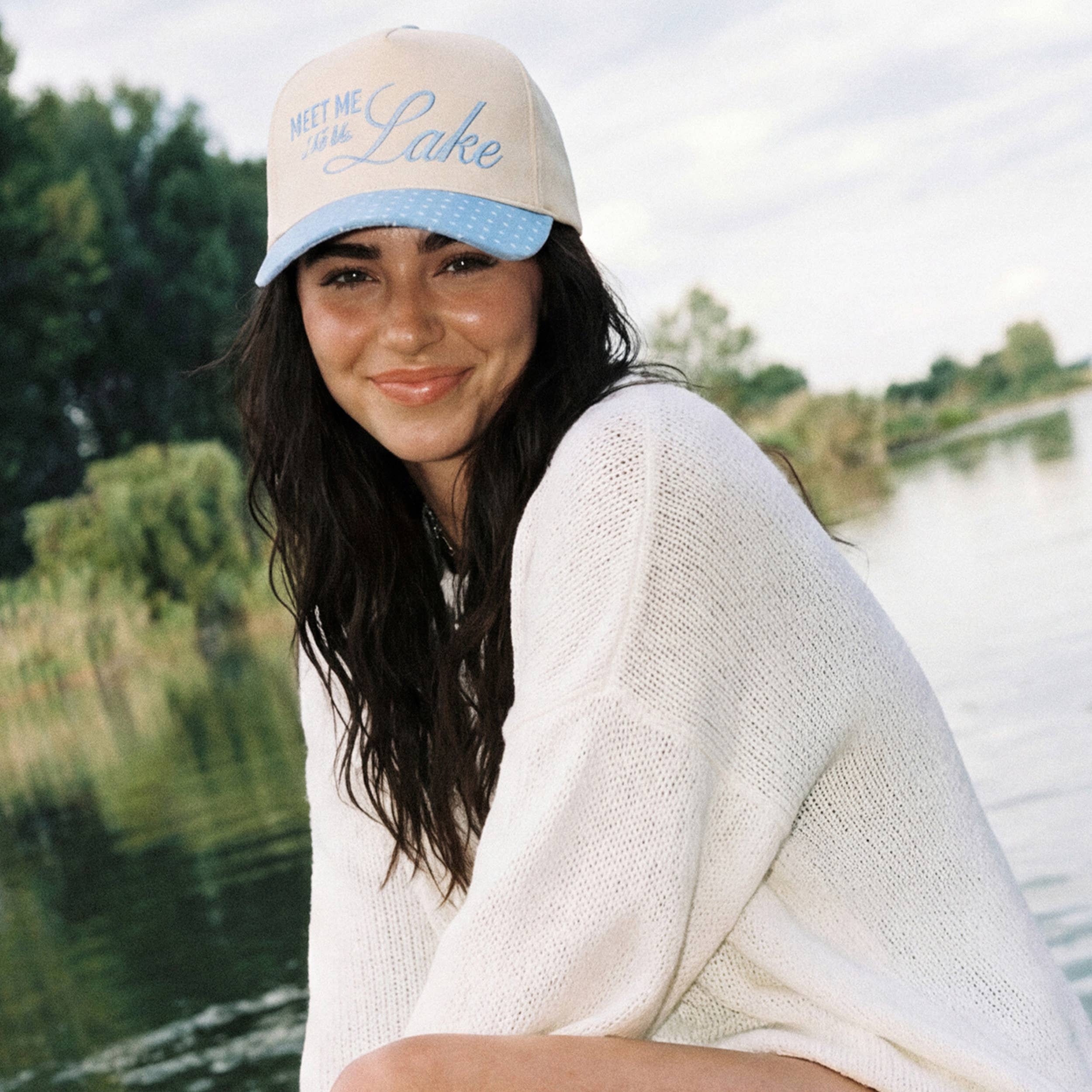 MEET ME AT THE LAKE Two Tone Trucker Hat