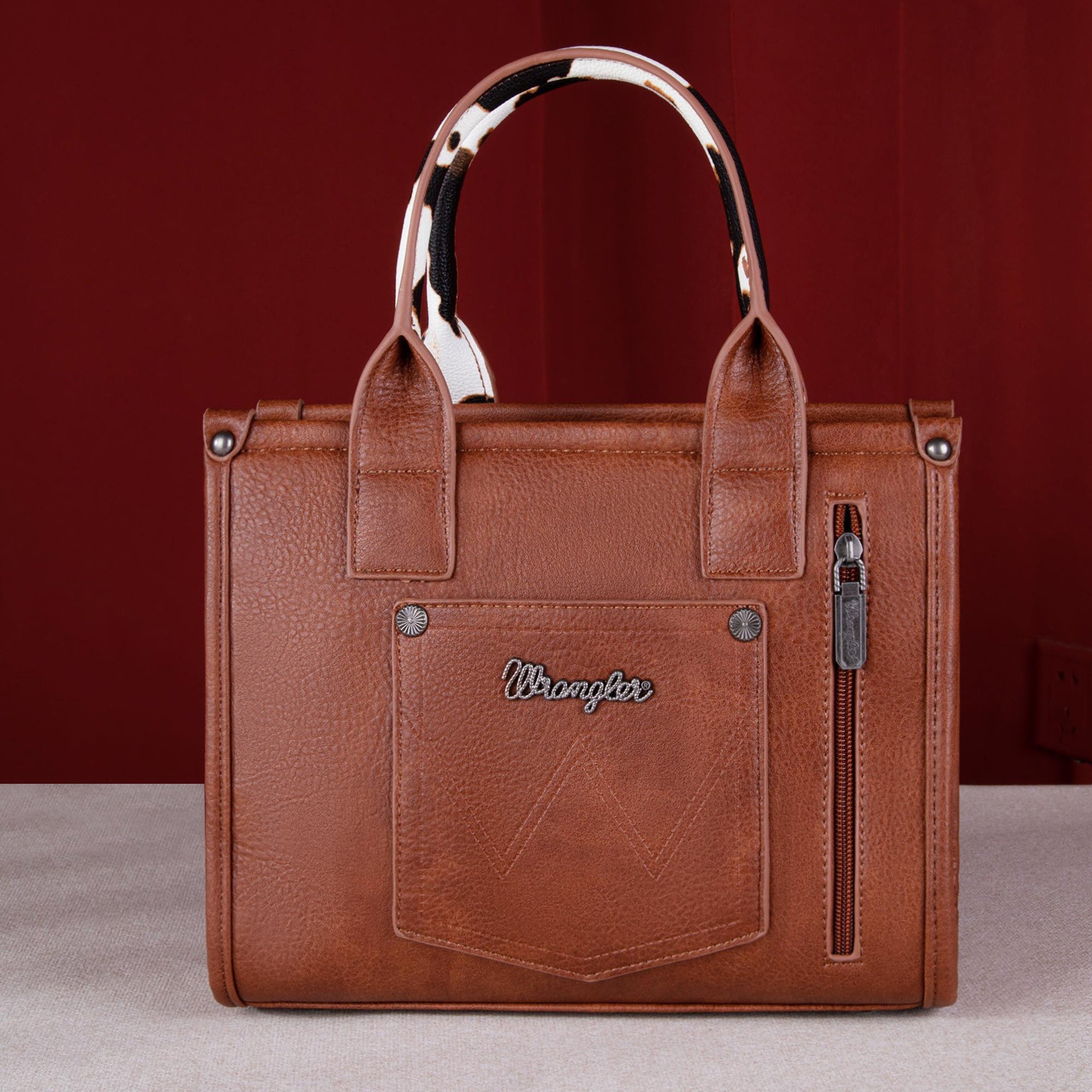 WRANGLER COW PRINT CROSSBODY TOTE BAG