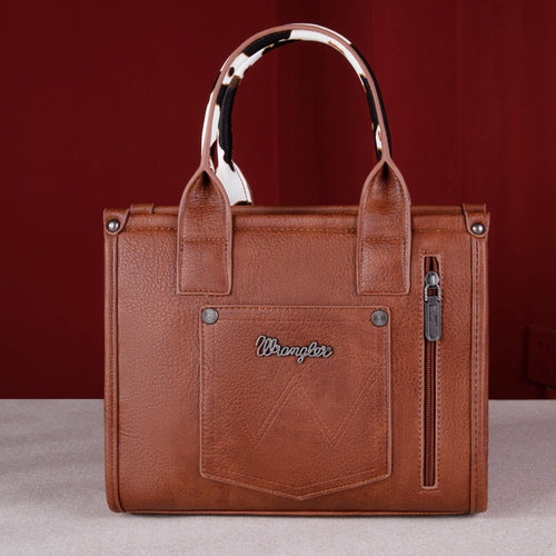 WRANGLER COW PRINT CROSSBODY TOTE BAG