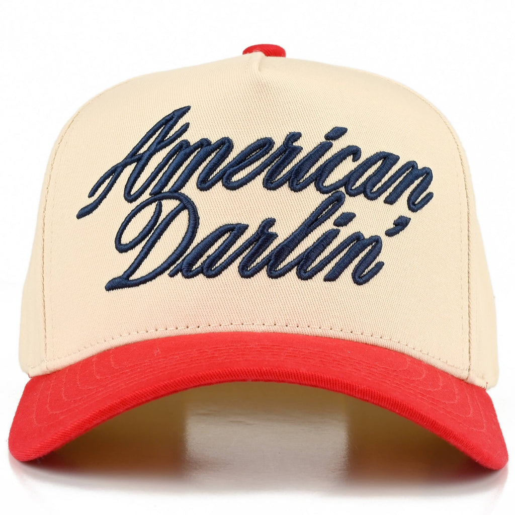 AMERICAN DARLIN' Two Tone Trucker Hat: Red