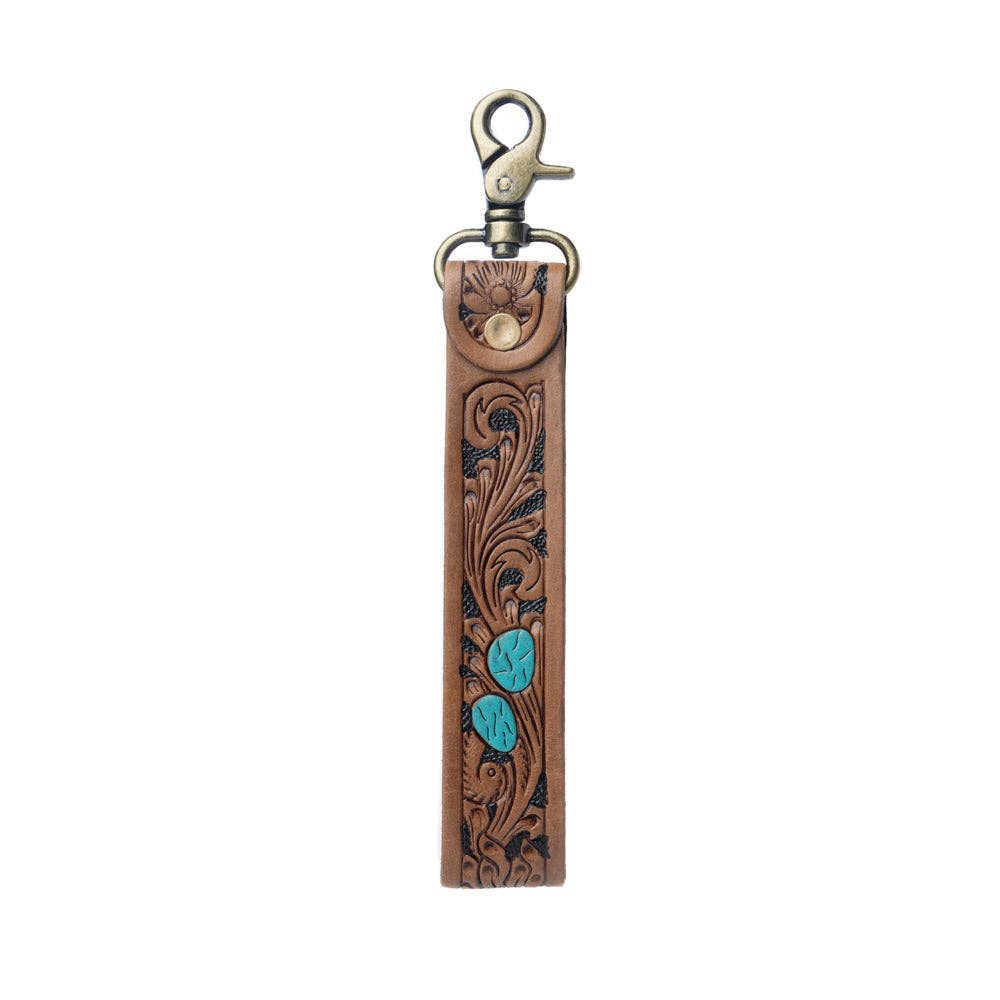 Turquoise Daydreams Key Fob-Blue and Brown