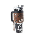 Cow print tumbler black and white