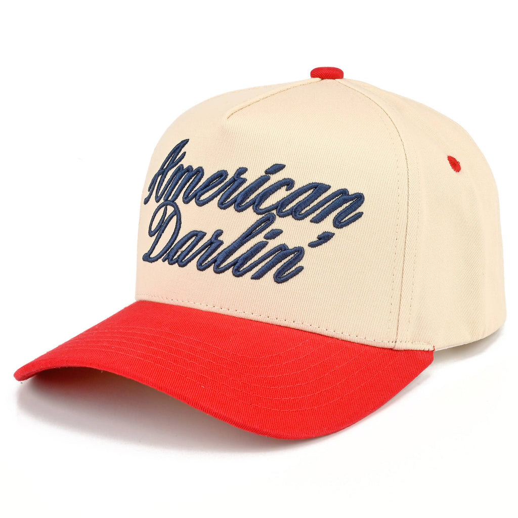 AMERICAN DARLIN' Two Tone Trucker Hat: Red