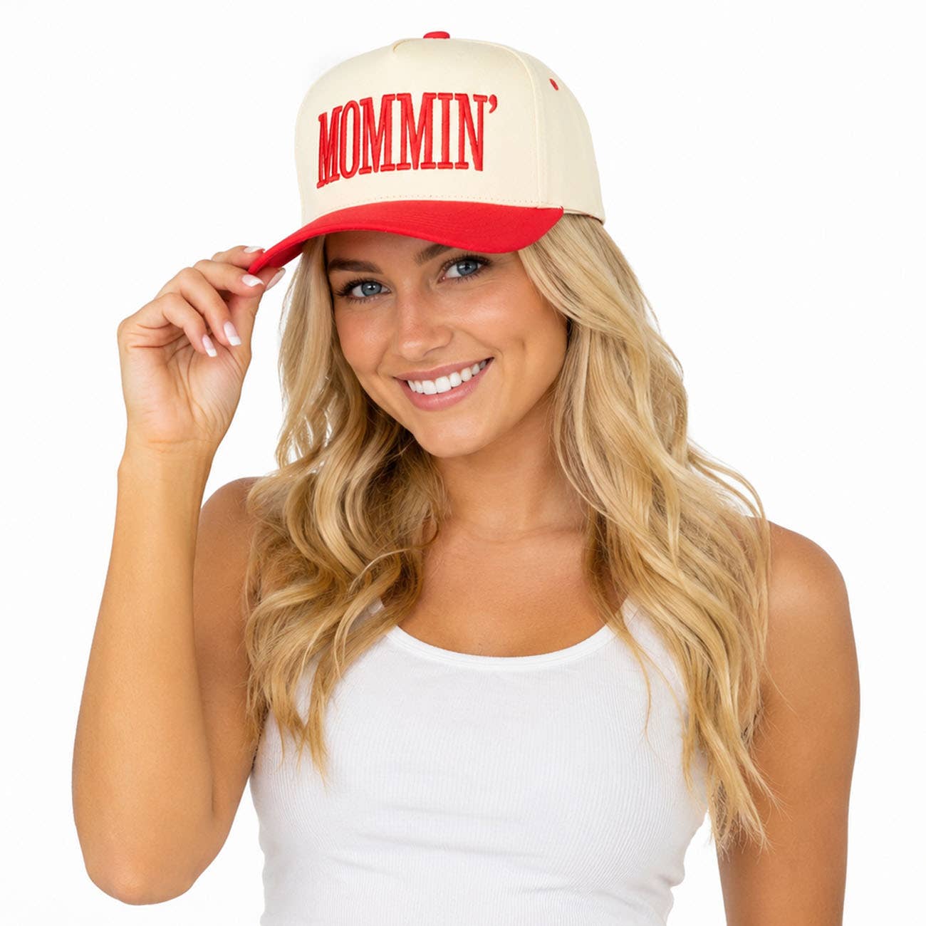 MOMMIN Two Tone Trucker Cap: Red