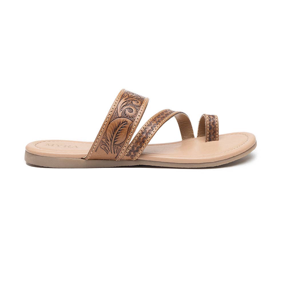 Point Ridge Hand-tooled Sandals-Brown