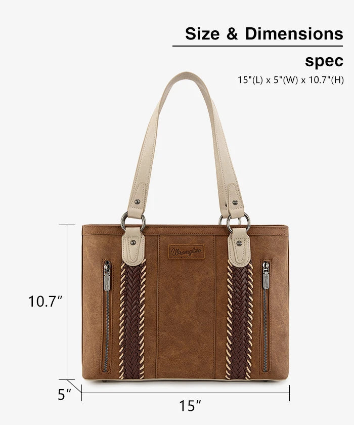 WRANGLER WHIPSTITCH TOTE BAG-BROWN