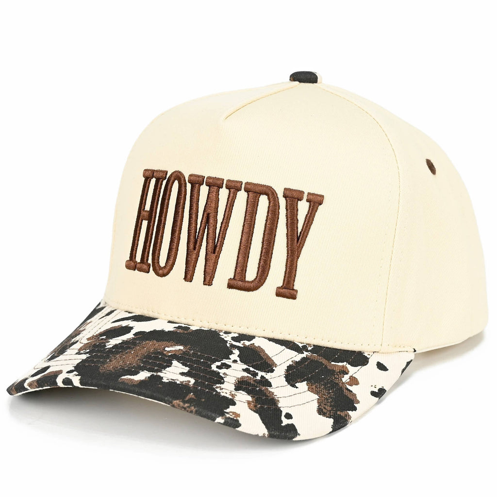 HOWDY Cow Print Trucker Hat