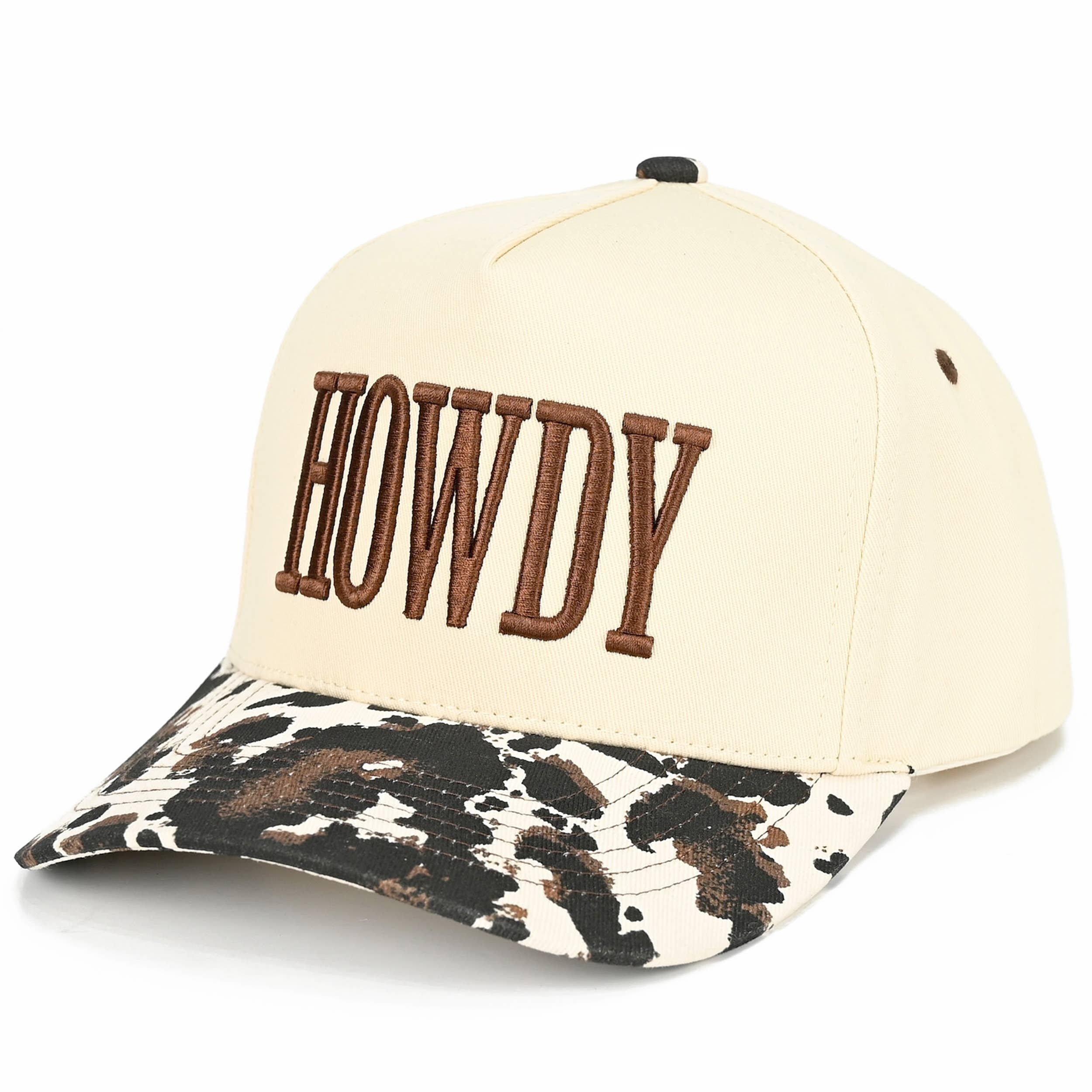 HOWDY Cow Print Trucker Hat