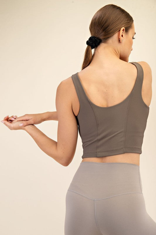 Nylon rib v neck tank