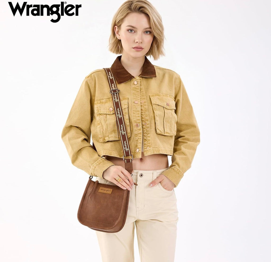 Wrangler Logo strap crossbody-Brown
