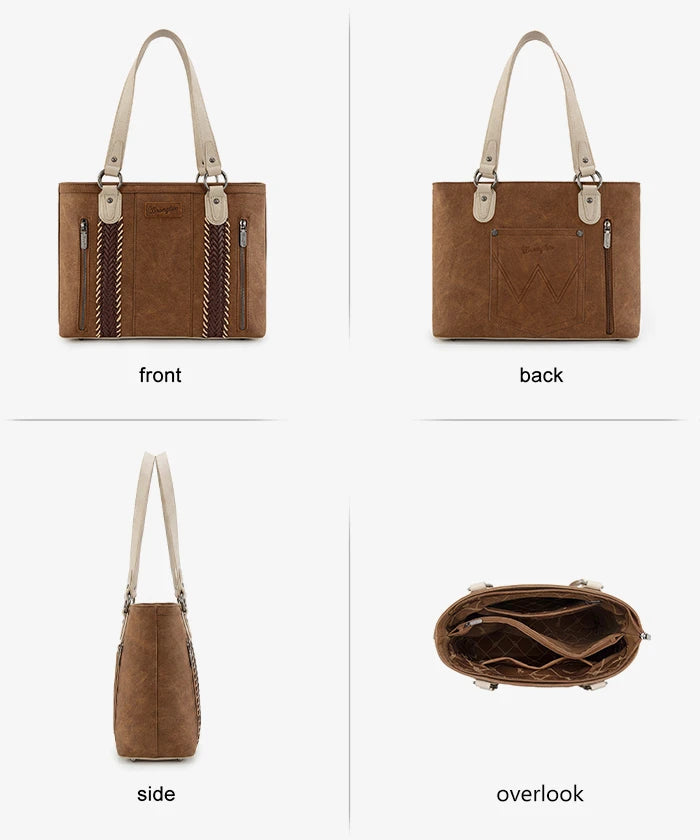 WRANGLER WHIPSTITCH TOTE BAG-BROWN