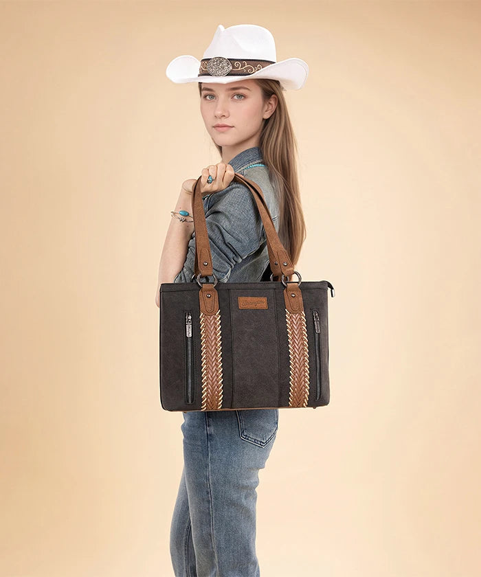 WRANGLER WHIPSTITCH TOTE BAG-BLACK