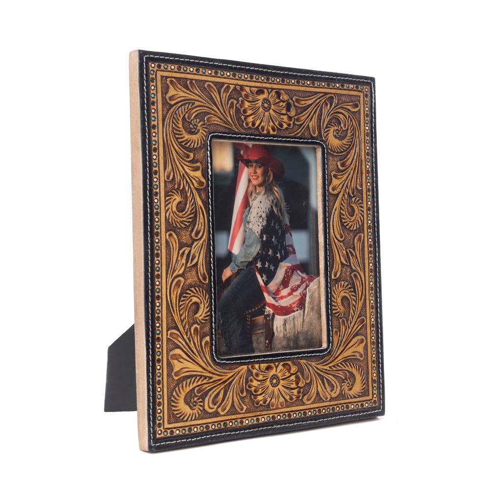 Bordertown Handtooled Leather Photo Frame