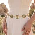 Stone Daisy Concho Chain Belt-Gold