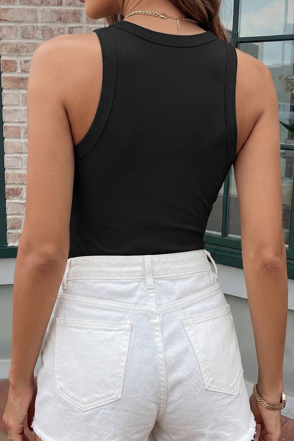 Ribbed Tank Top: Black