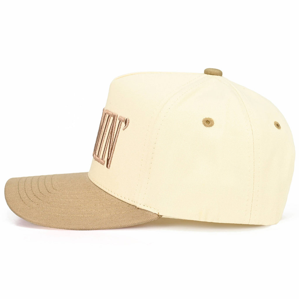 MOMMIN Two Tone Trucker Cap: Beige