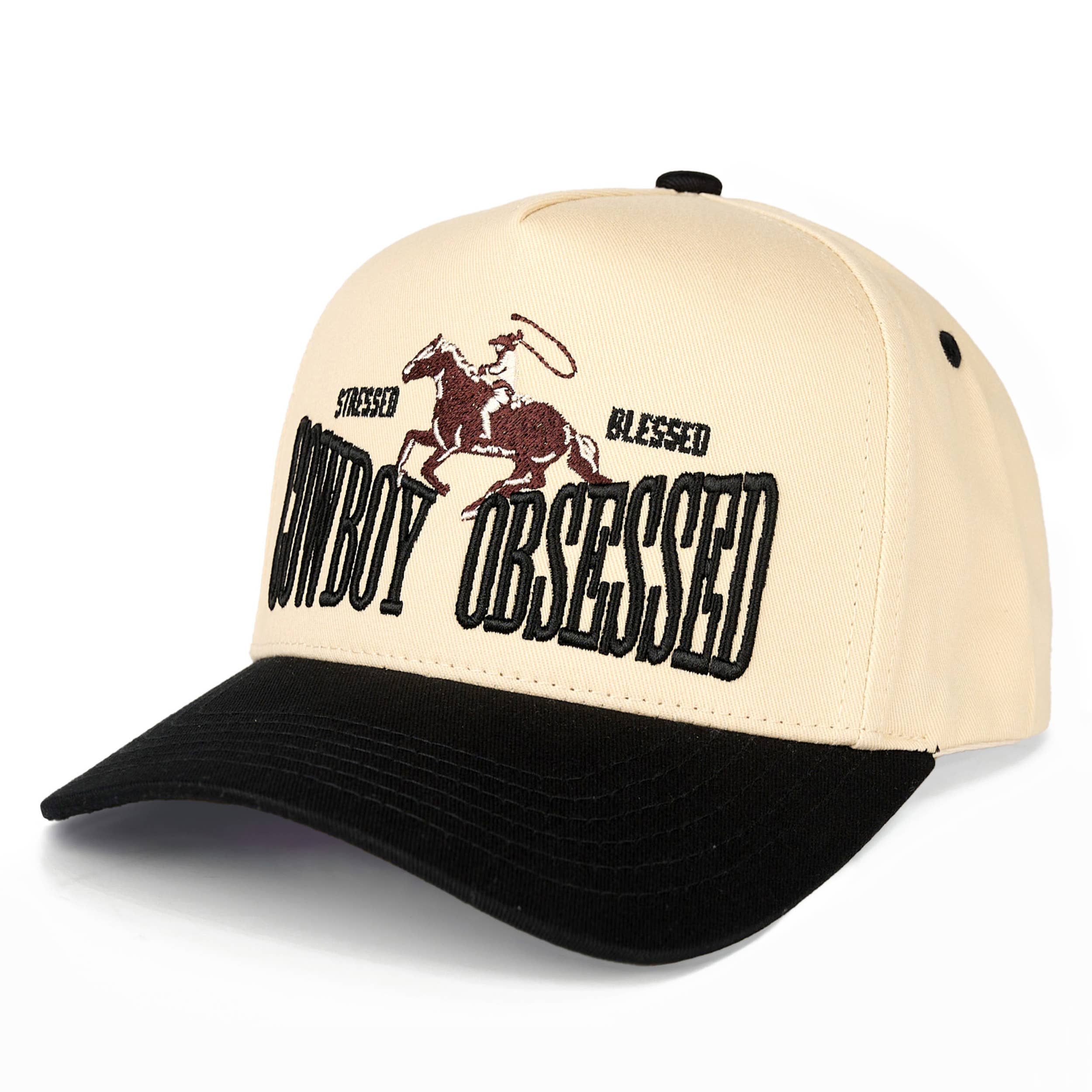 COWBOY OBSESSED Trucker Cap: Black