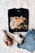 Game Day Football Helmet Graphic Tee-Orange