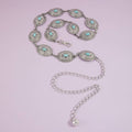 Oval Turquoise Concho Statement Chain Belt-Silver
