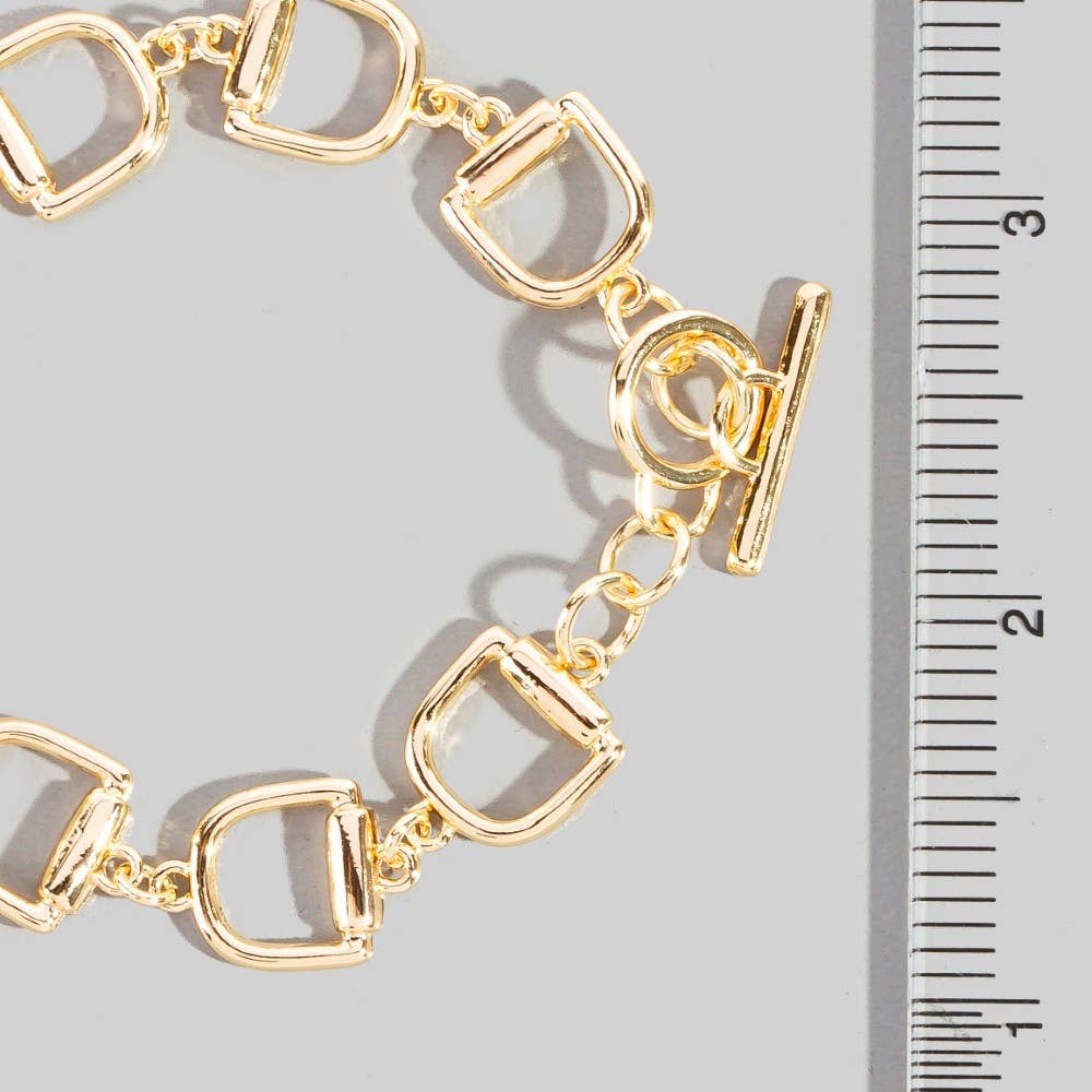 Pave D Link Toggle Chain Bracelet-Gold